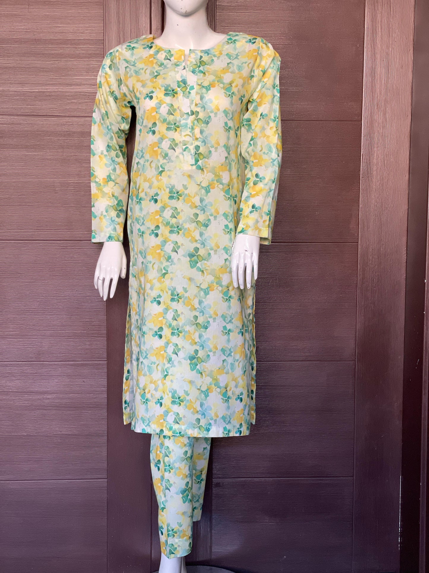 Yellow Green Long Shirt- Two-piece Lawn Collection