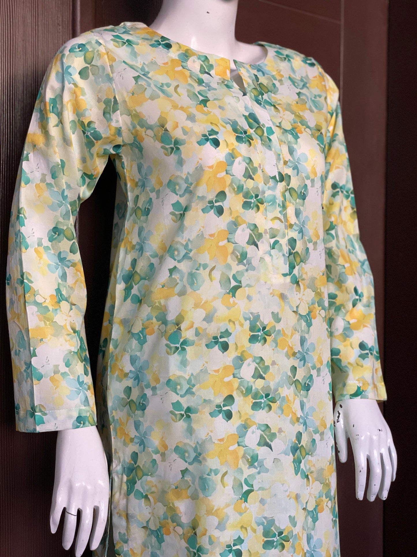 Yellow Green Long Shirt- Two-piece Lawn Collection