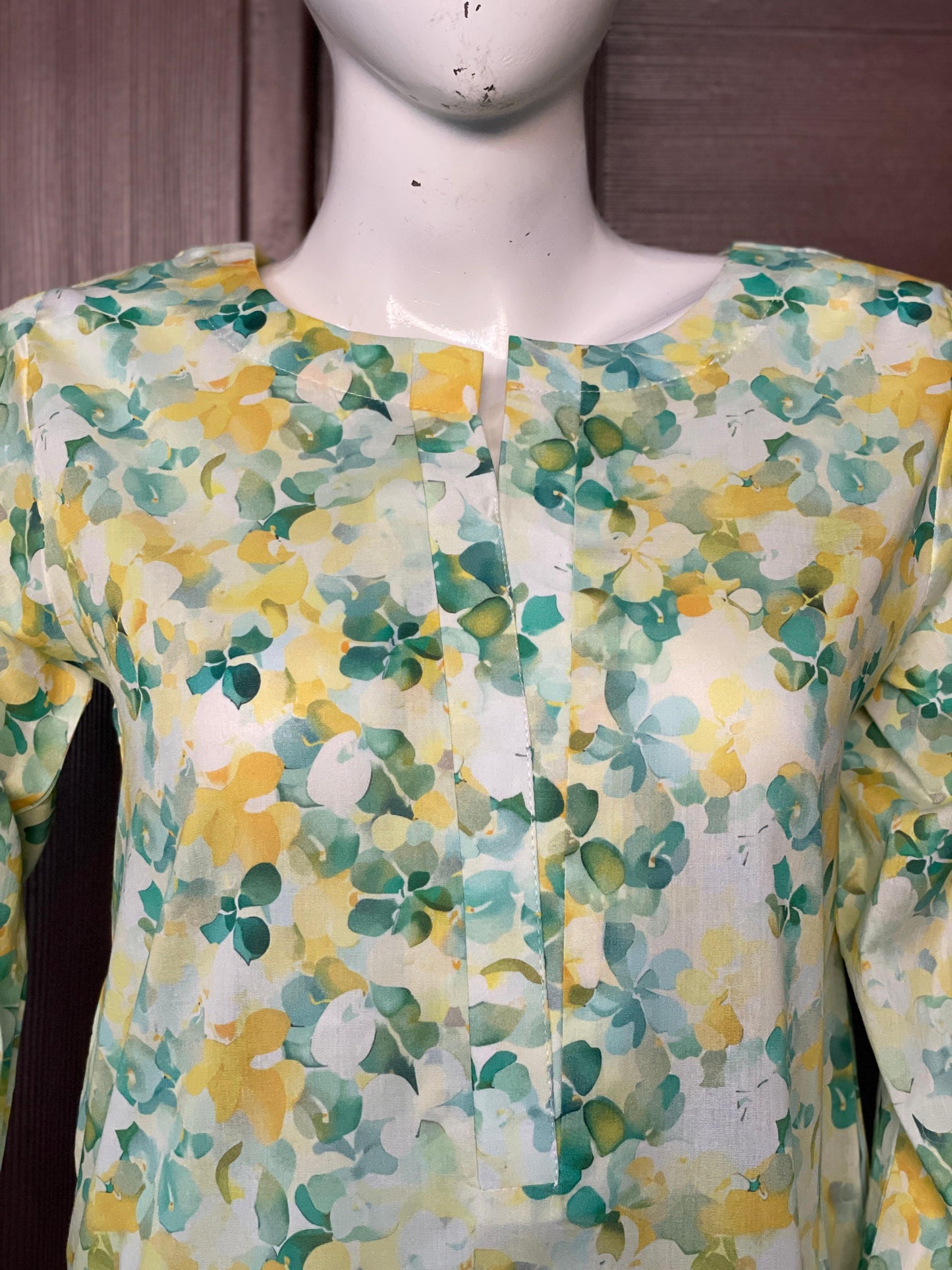 Yellow Green Long Shirt- Two-piece Lawn Collection