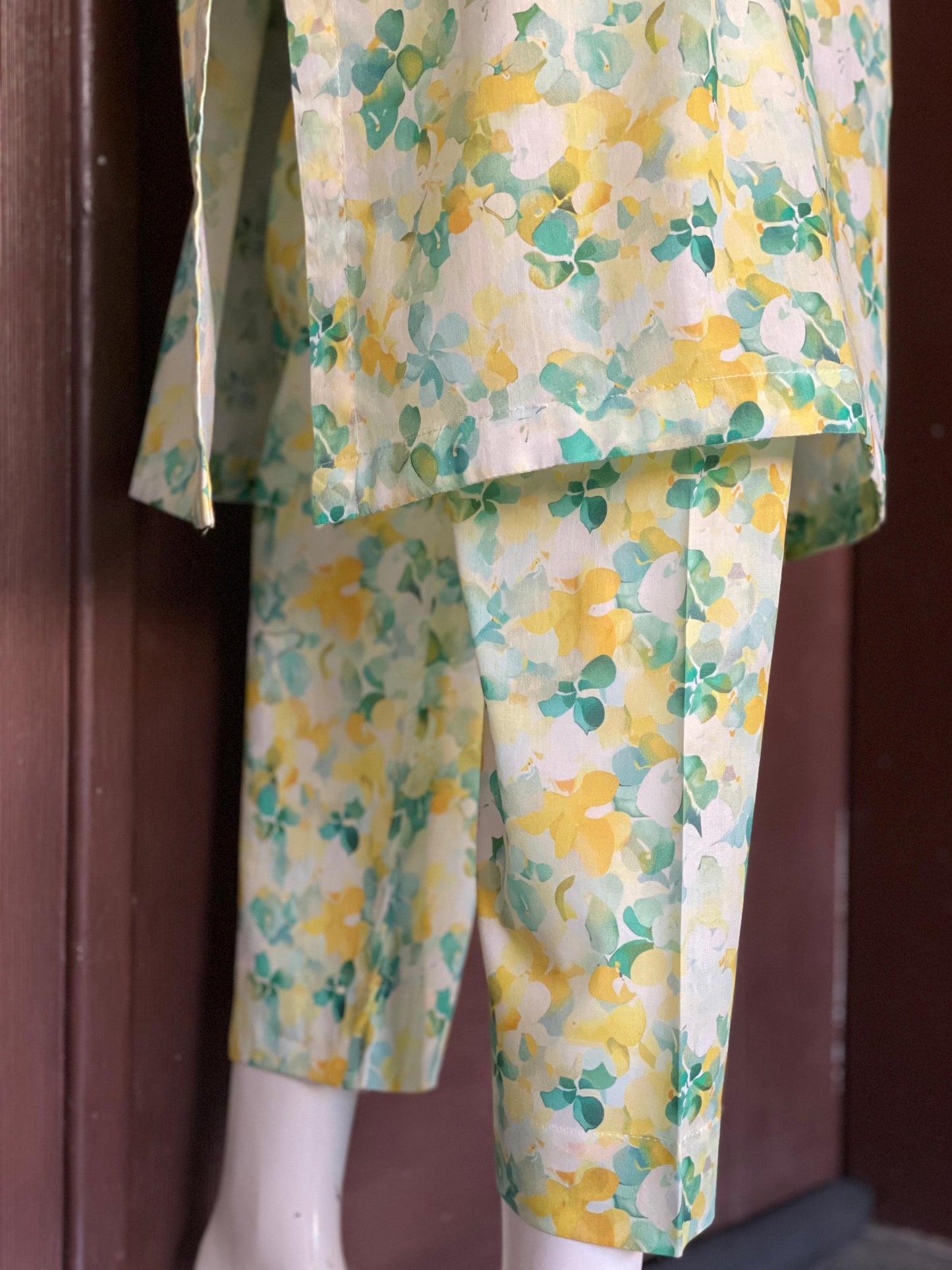 Yellow Green Long Shirt- Two-piece Lawn Collection