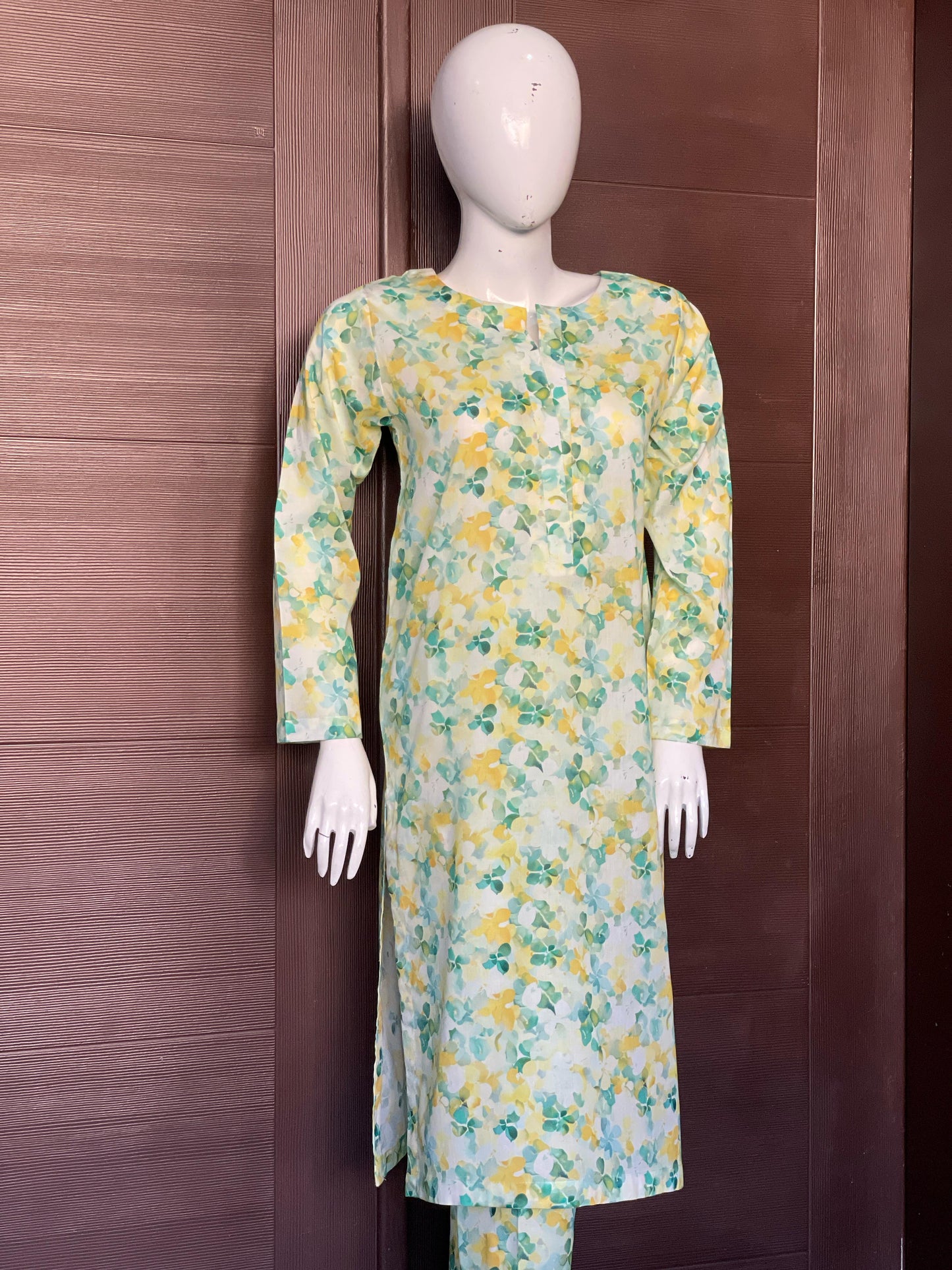 Yellow Green Long Shirt- Two-piece Lawn Collection
