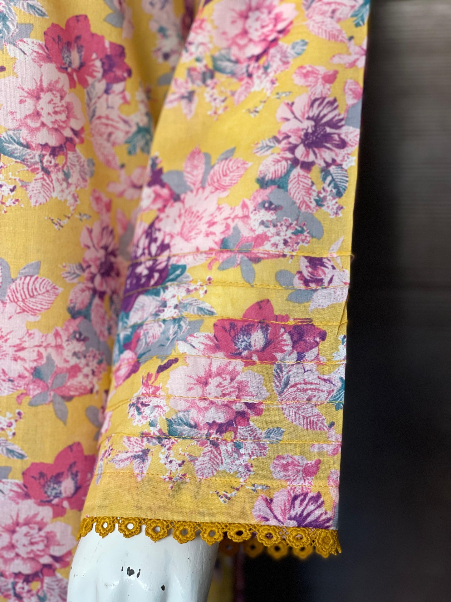 Yellow Floral Long Shirt- Two-piece Lawn Collection