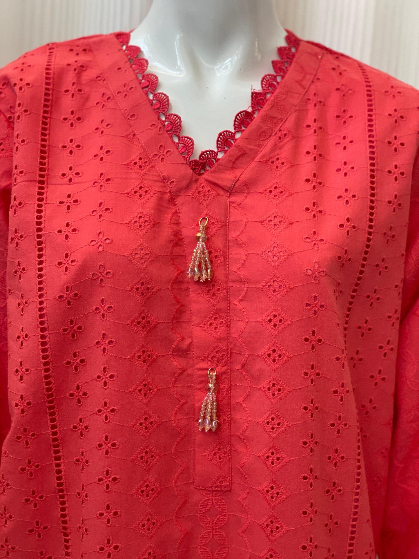 Solid Color Chikankari Kurta Trouser Set