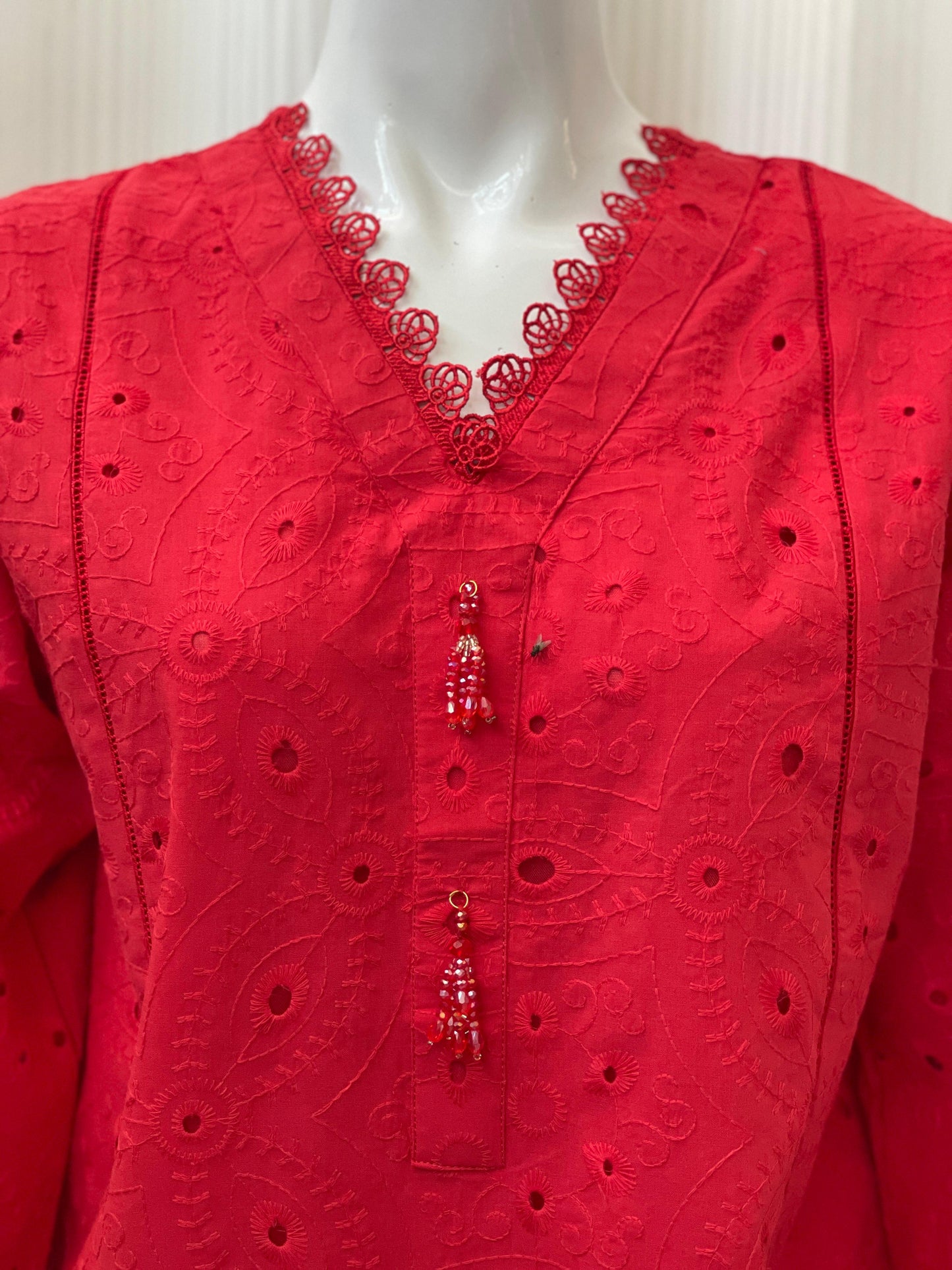 Solid Color Chikankari Kurta Trouser Set