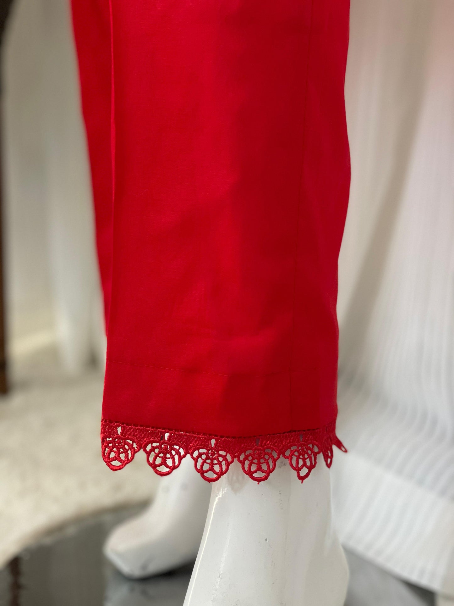 Solid Color Chikankari Kurta Trouser Set