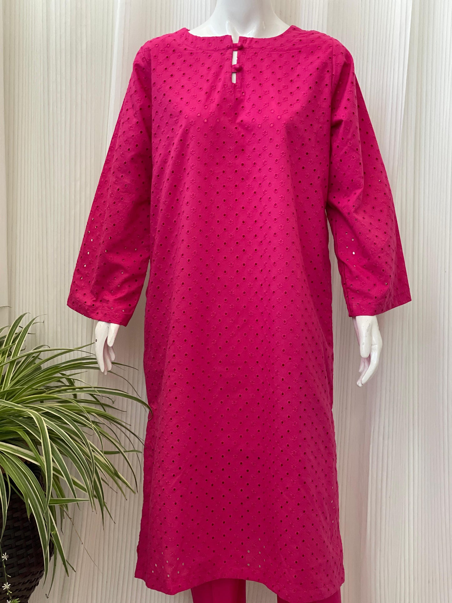 Solid Color Chikankari Kurta Trouser Set