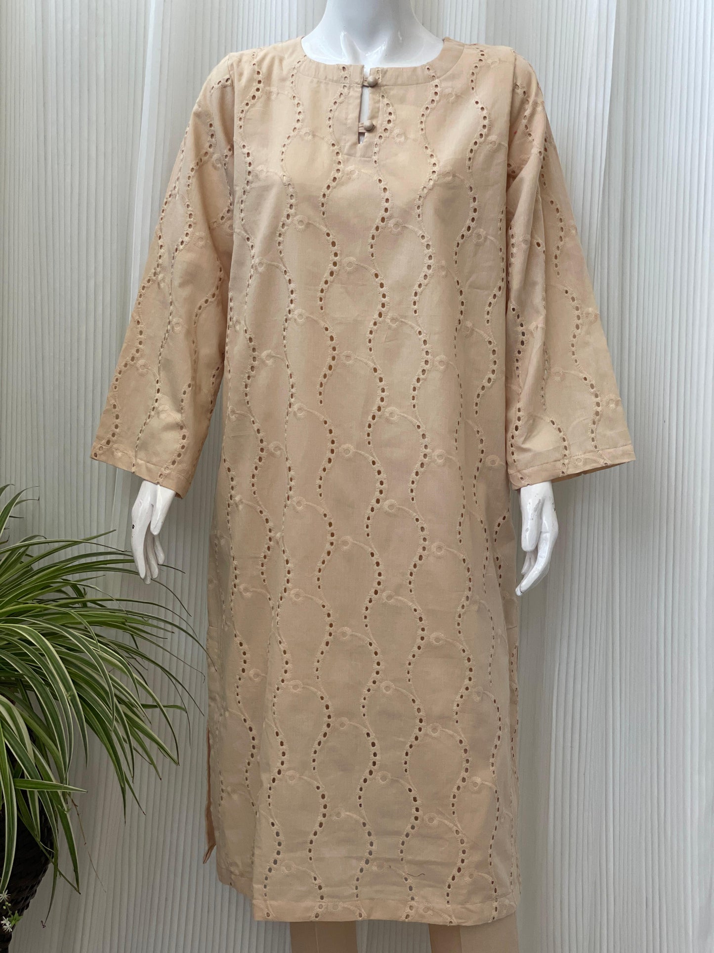 Solid Color Chikankari Kurta Trouser Set