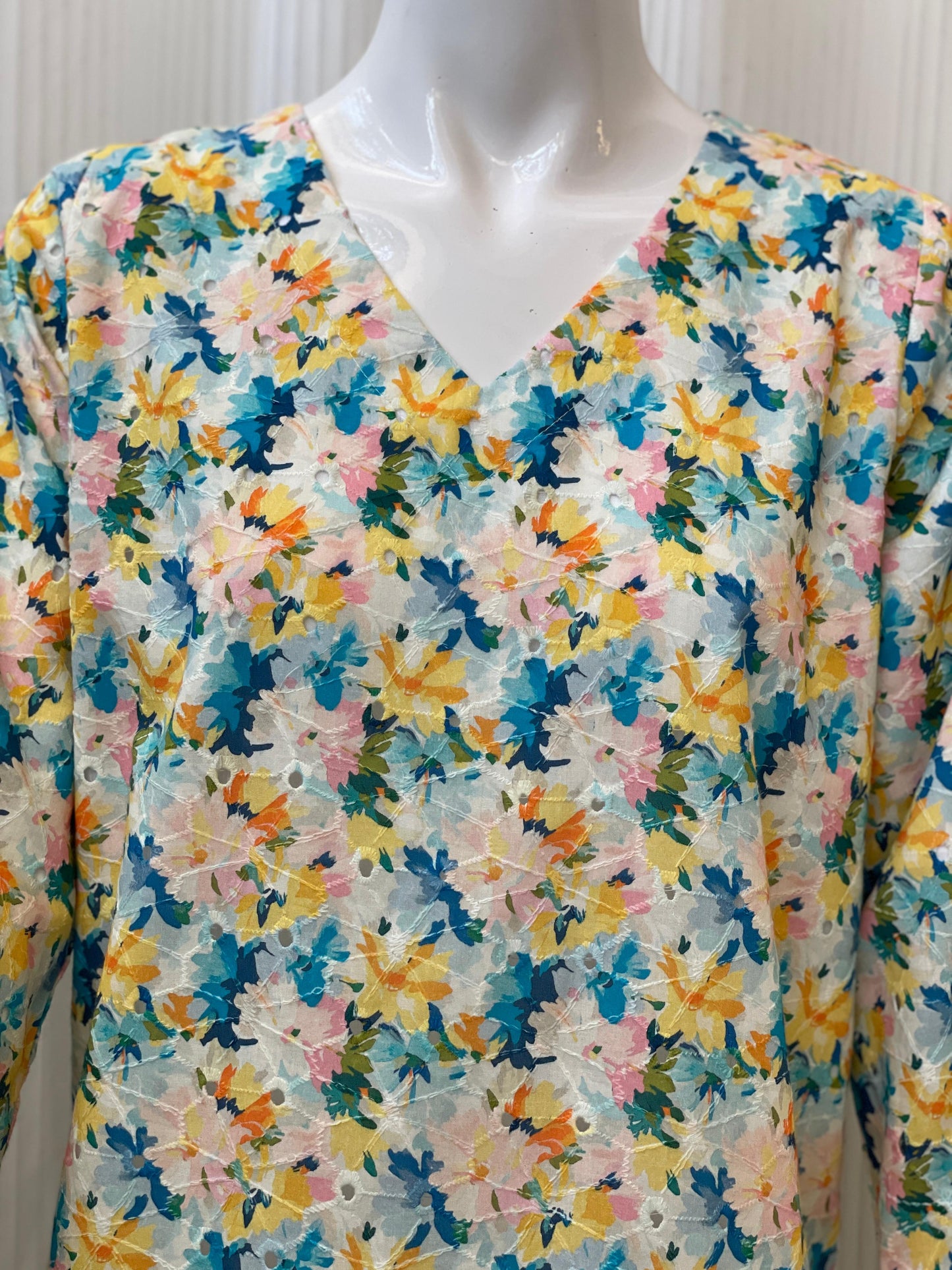 Multicolor Chikankari Floral 2-Piece Suit with Farshi Shalwar