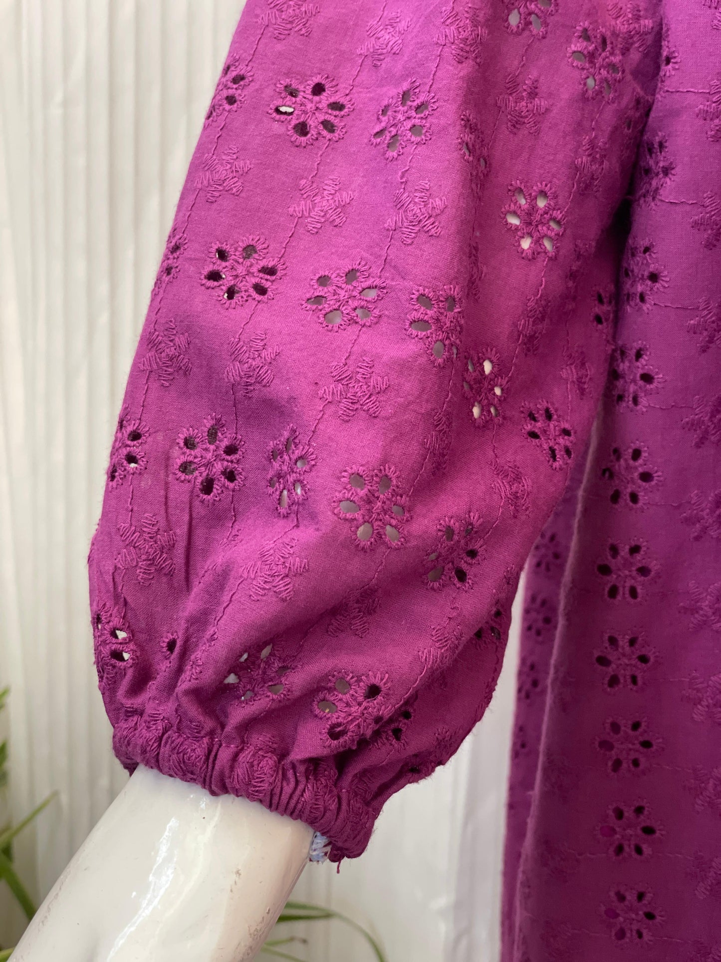 Purple Chikankari 2-Tier Long Maxi Dress for Women