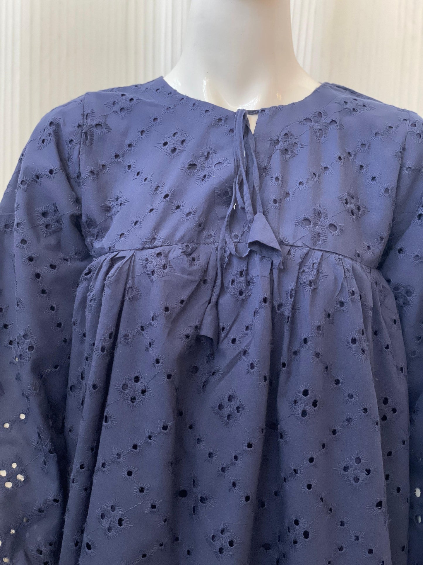 Navy Blue Chikankari 2-Tier Long Maxi Dress for Women