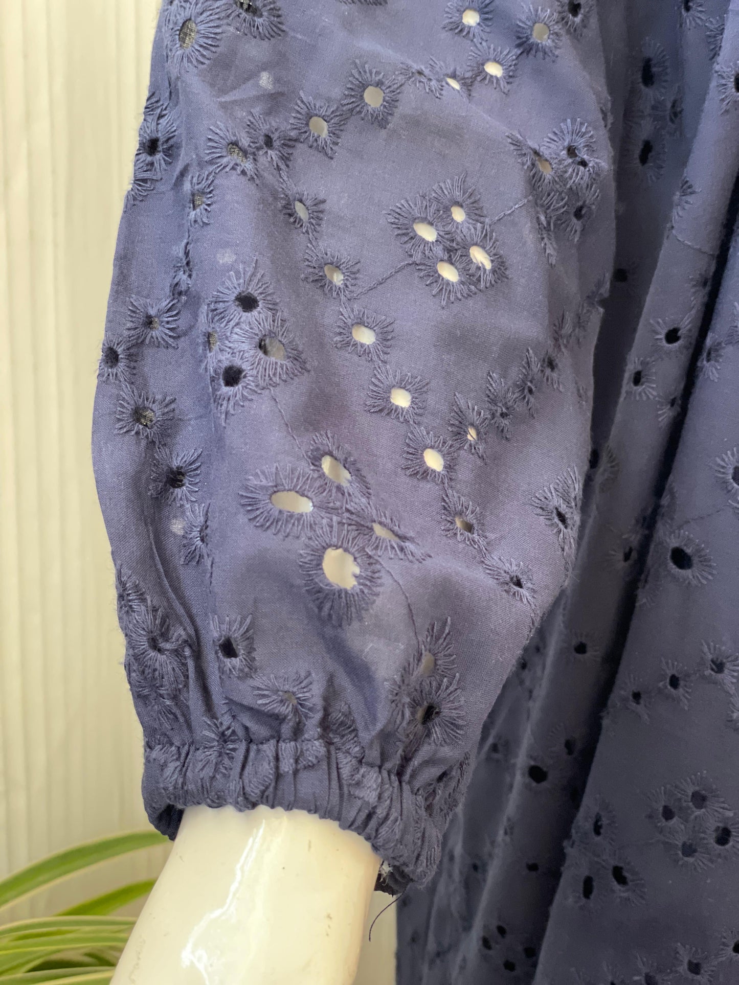 Navy Blue Chikankari 2-Tier Long Maxi Dress for Women