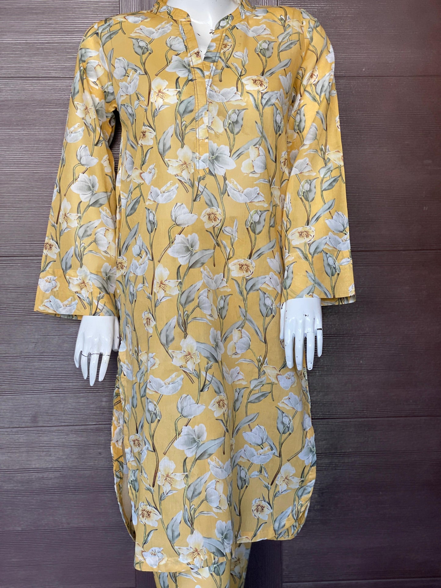 Yellow Color Gol Daman Shirt- Two-piece Lawn Collection