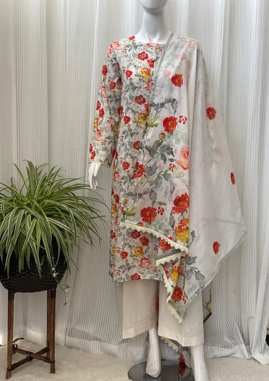 Elegant Chikankari Three-Piece Kurta Set – Festive Ethnic Wear for Women