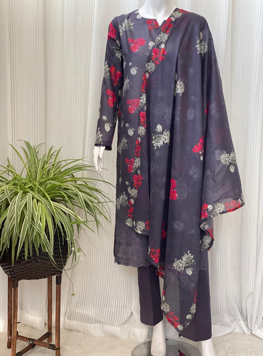 Elegant Chikankari Three-Piece Kurta Set – Festive Ethnic Wear for Women